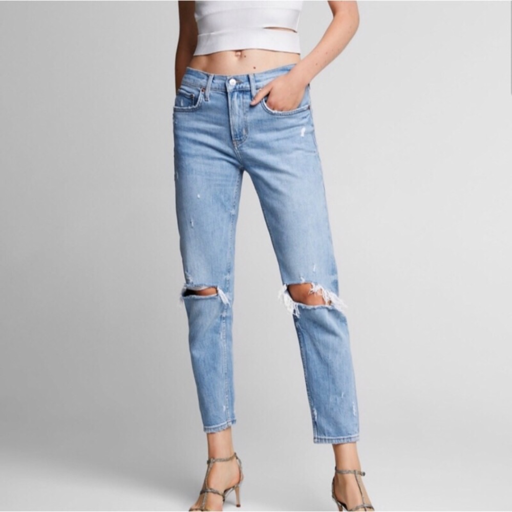 ZARA MID WAIST RIPPED JEANS PREMIUM SLIM BOYFRIEND